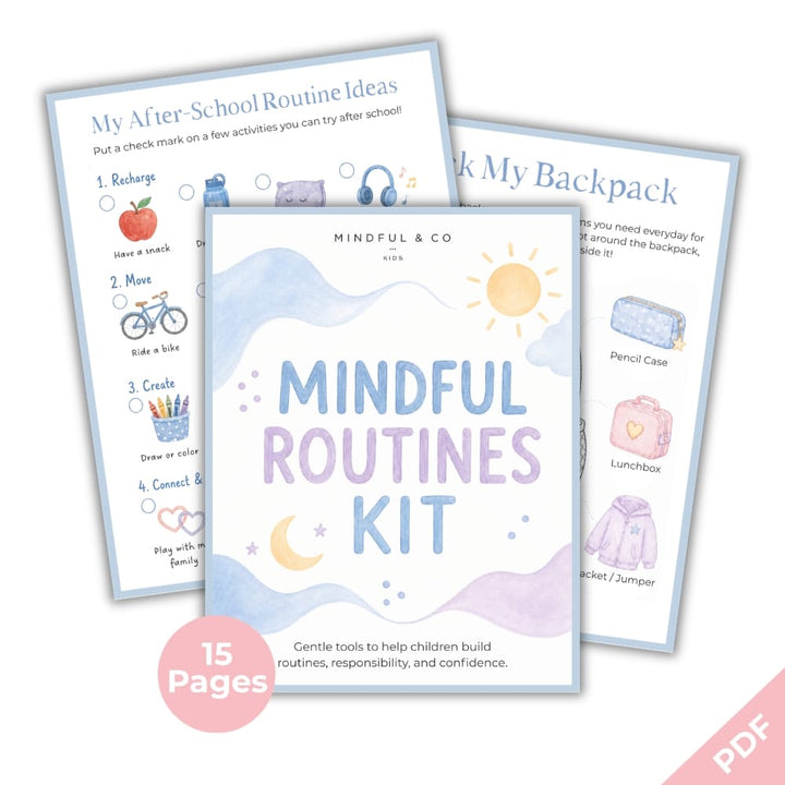 Mindful Routines Kit for Kids – Printable Routine Charts & Visual Schedule (Ages 4–10)