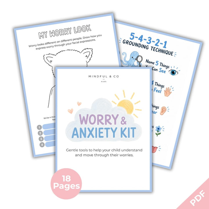 Worry & Anxiety Kit for Kids – Printable Calm-Down Activities & Parent Guide (Ages 4–10)